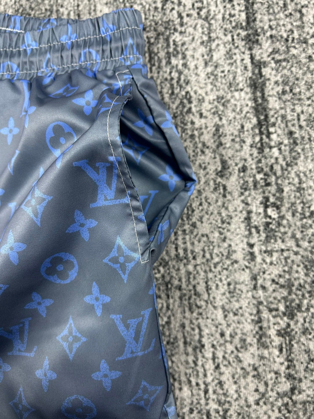 Men's Quick-Dry Swim Shorts with LV-Inspired All-Over Print
